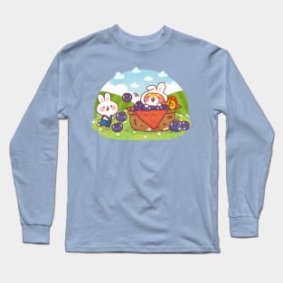 Cute Animal Blueberry Picking Long Sleeve T-Shirt